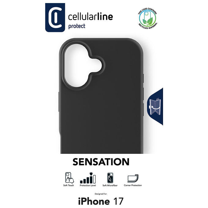 Cellularline SENSATIONIPH17K Sensation Cover Custodia Silicone Soft Touch per Apple iPhone 17 colore Nero
