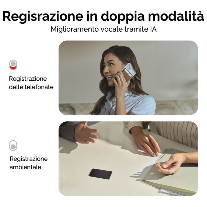 Plaud PLD-64G-BL NOTE Registratore Vocale AI 64 GB 3 Microfoni Trascrizione 112 Lingue ChatGPT 4o 400 mAh colore Nero