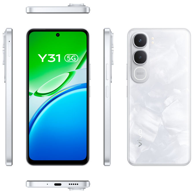 Vivo Y31 5G Smartphone 6.72'' Snapdragon 4 Gen 2 6 GB 256 GB 50 MP 6500 mAh Android 15 colore Bianco