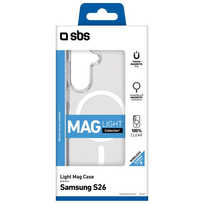 SBS TELIGMAGSAS26T Cover Light Mag Samsung Galaxy S26 MagSafe Ricarica Wireless Trasparente colore Trasparente