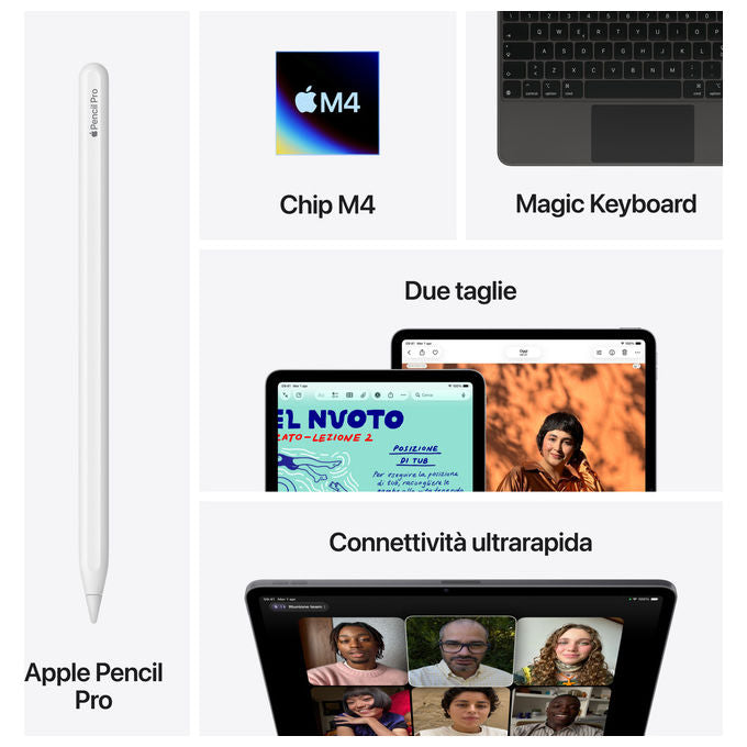 Apple MH5U4TY-A iPad Air 13'' Tablet Wi-Fi 256GB chip M4 Display Liquid Retina 12MP Touch ID colore Grigio Siderale