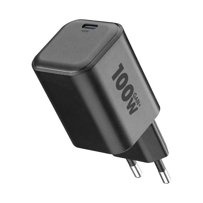 Cellularline ACHUSBCGAN100WLAPK Caricabatterie da rete USB-C GaN+ Power Delivery 100W colore Nero
