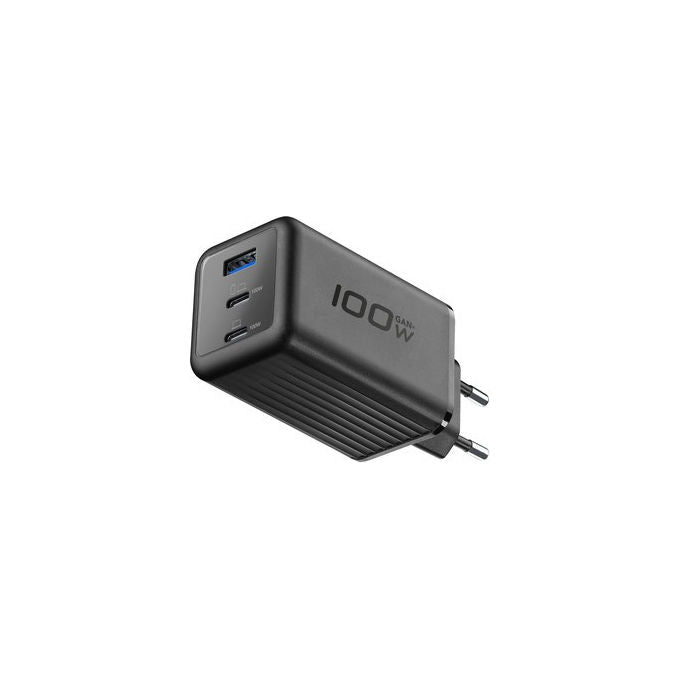 Cellular Line ACHKITGAN100WLAPK Caricabatterie da Rete USB-C 100W GaN+ Power Delivery con Cavo USB-C 2m colore Nero