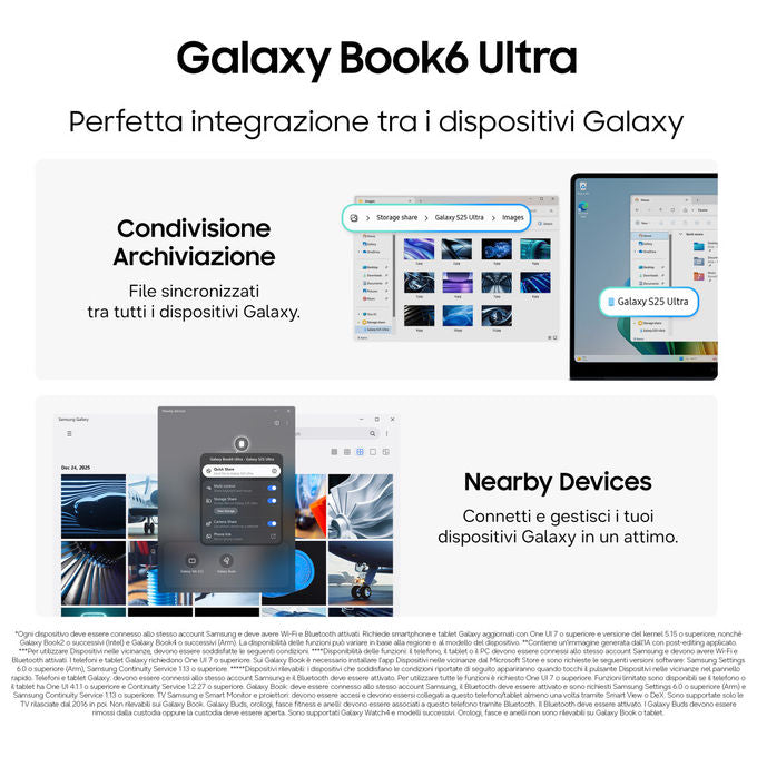 Samsung NP960UJHXG6IT Galaxy Book6 Ultra Notebook 16 pollici Intel Core Ultra 7 356H 32GB RAM 1TB SSD NVIDIA RTX 5060 colore Grigio