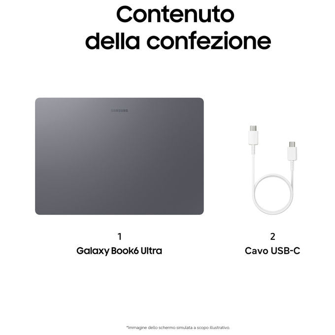 Samsung NP960UJHXG6IT Galaxy Book6 Ultra Notebook 16 pollici Intel Core Ultra 7 356H 32GB RAM 1TB SSD NVIDIA RTX 5060 colore Grigio