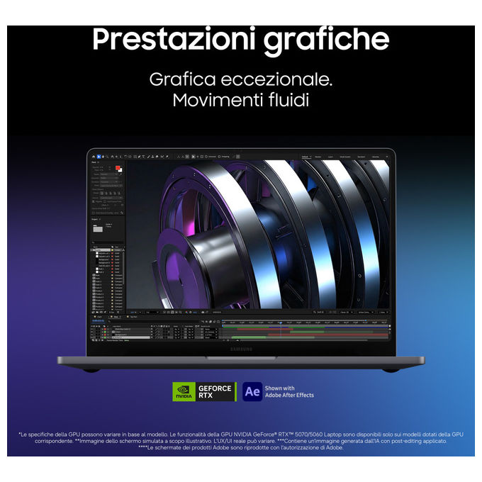 Samsung NP960UJHXG6IT Galaxy Book6 Ultra Notebook 16 pollici Intel Core Ultra 7 356H 32GB RAM 1TB SSD NVIDIA RTX 5060 colore Grigio