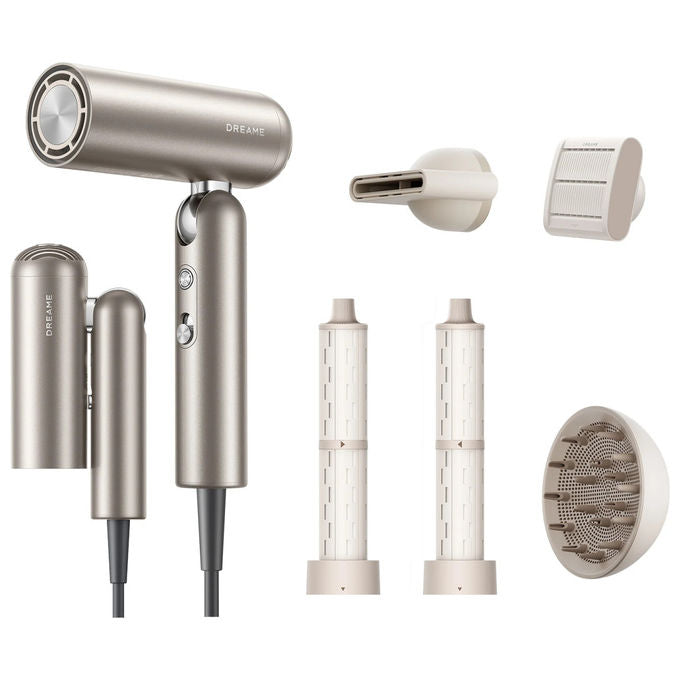 Dreame AHD51 Pocket Pro 2 Asciugacapelli 1300 W Motore Digitale Ioni Negativi 5 Temperature Accessori Magnetici colore Oro