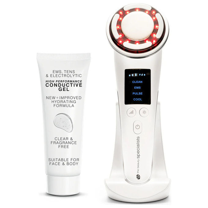 Rio FCTL Face Lift and Tone Pro Dispositivo Viso Microcorrente EMS Luce LED Terapia Termica USB-C colore Bianco