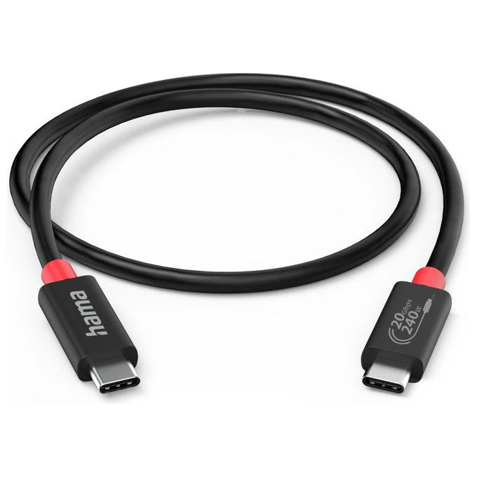 Hama 00200788 Cavo USB-C USB4 Gen2 20 Gbit-s 240W Power Delivery 1 m colore Nero