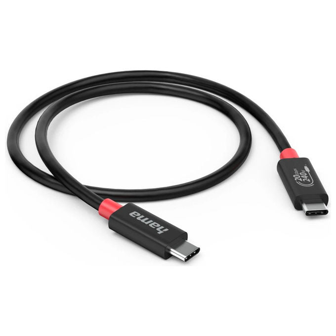 Hama 00200788 Cavo USB-C USB4 Gen2 20 Gbit-s 240W Power Delivery 1 m colore Nero