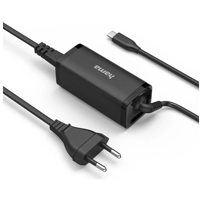 Hama 00200023 Alimentatore per Notebook USB-C GaN 65W Power Delivery 3.0 100-240V colore Nero