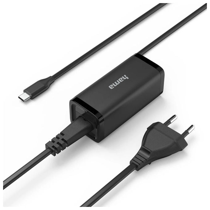 Hama 00200023 Alimentatore per Notebook USB-C GaN 65W Power Delivery 3.0 100-240V colore Nero