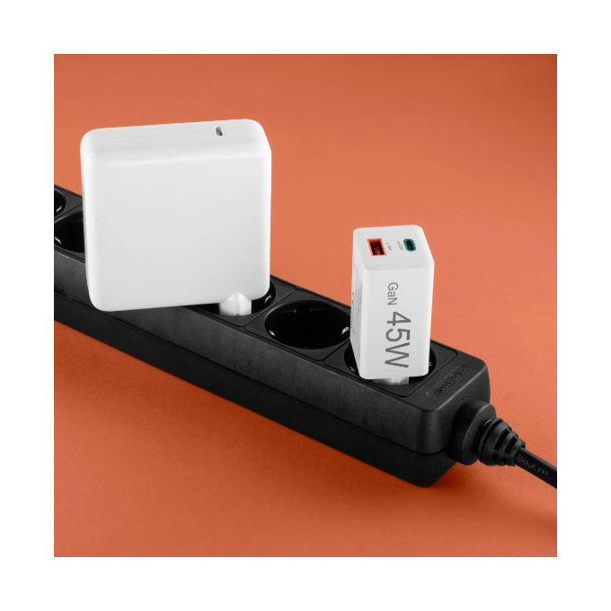 Hama 00201993 Caricabatterie da rete 2 porte USB-C USB-A 45 W GaN Ricarica rapida Power Delivery Quick Charge colore Bianco