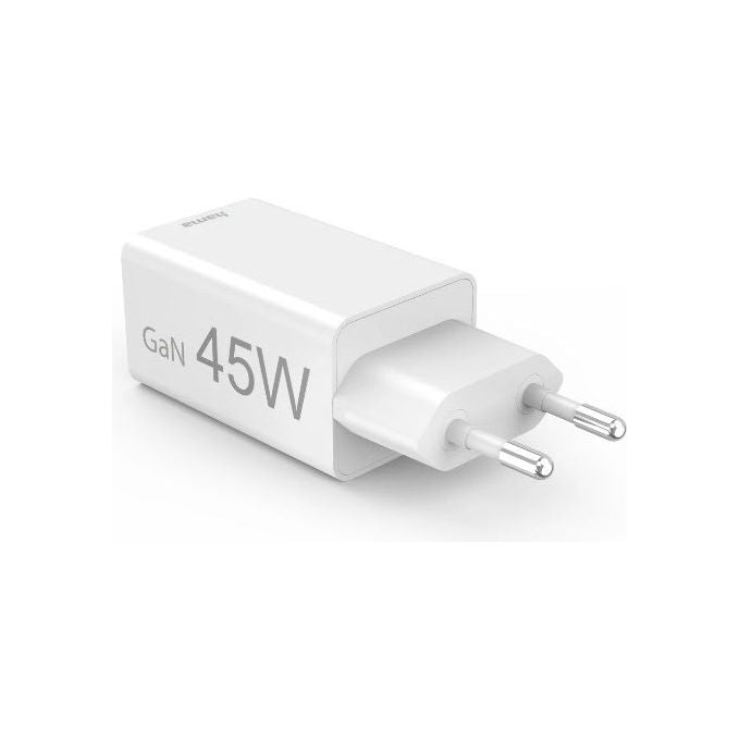 Hama 00201993 Caricabatterie da rete 2 porte USB-C USB-A 45 W GaN Ricarica rapida Power Delivery Quick Charge colore Bianco