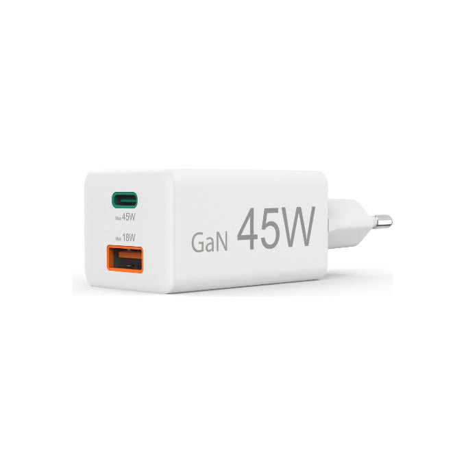 Hama 00201993 Caricabatterie da rete 2 porte USB-C USB-A 45 W GaN Ricarica rapida Power Delivery Quick Charge colore Bianco