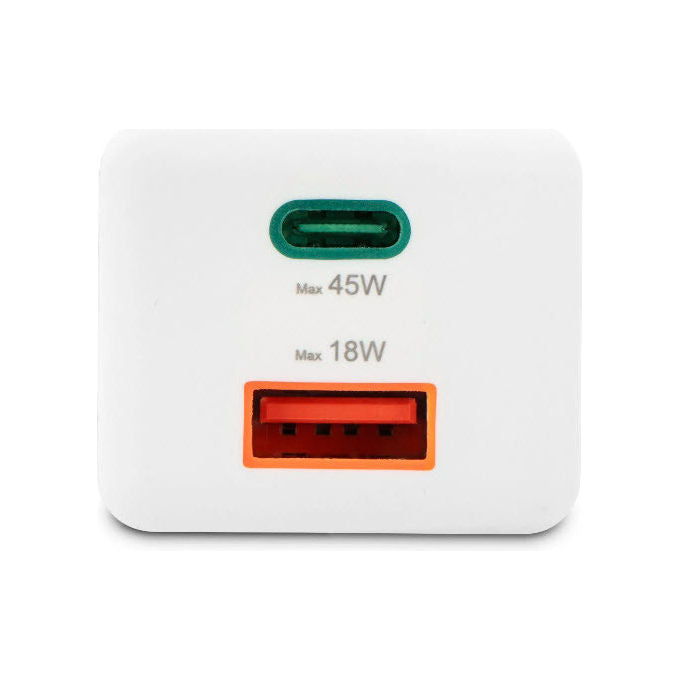 Hama 00201993 Caricabatterie da rete 2 porte USB-C USB-A 45 W GaN Ricarica rapida Power Delivery Quick Charge colore Bianco