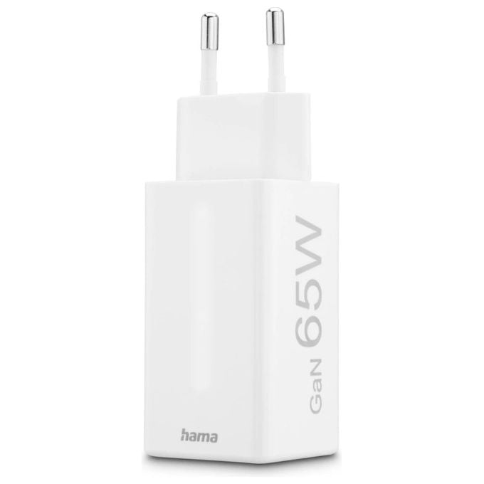 Hama 00201996 Caricatore USB Rapido GaN 3 Porte 2x USB-C PD 1x USB-A QC 3.0 65W colore Bianco