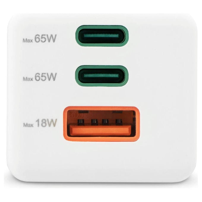 Hama 00201996 Caricatore USB Rapido GaN 3 Porte 2x USB-C PD 1x USB-A QC 3.0 65W colore Bianco