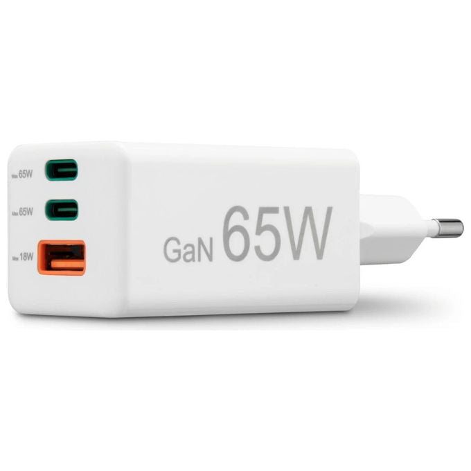 Hama 00201996 Caricatore USB Rapido GaN 3 Porte 2x USB-C PD 1x USB-A QC 3.0 65W colore Bianco
