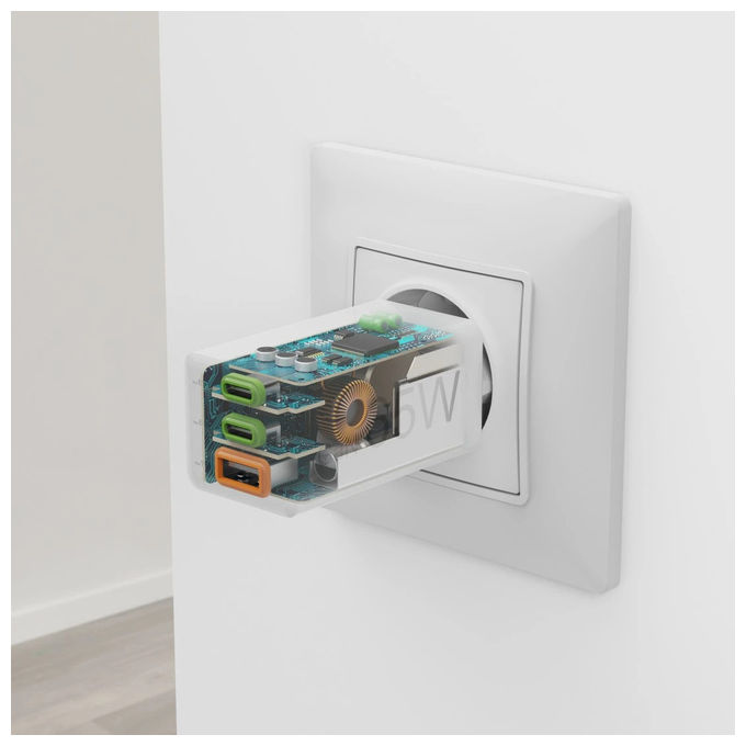 Hama 00201996 Caricatore USB Rapido GaN 3 Porte 2x USB-C PD 1x USB-A QC 3.0 65W colore Bianco