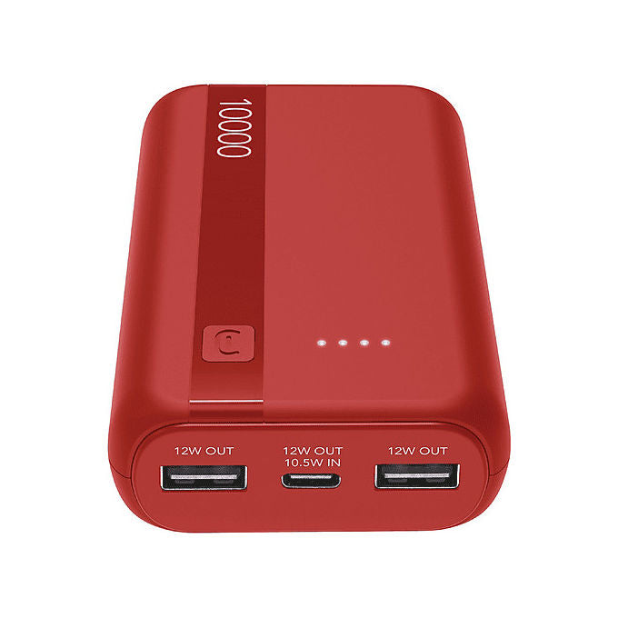 Cellularline PBENTRYCOL10000R Essential Power Bank 10000 mAh USB-C 10,5 W 2 USB-A 12 W LED colore Rosso