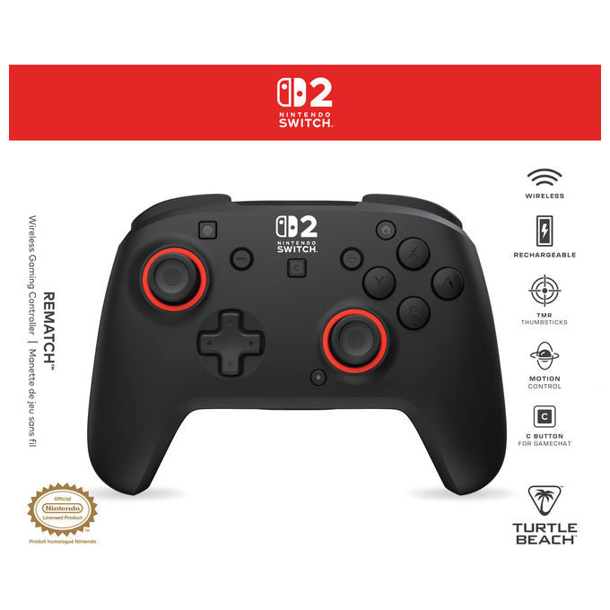 Turtle Beach TBC-8105-05 Rematch Controller Gamepad Wireless Nintendo Switch 2 Switch Lite OLED Levette TMR 40h colore Nero