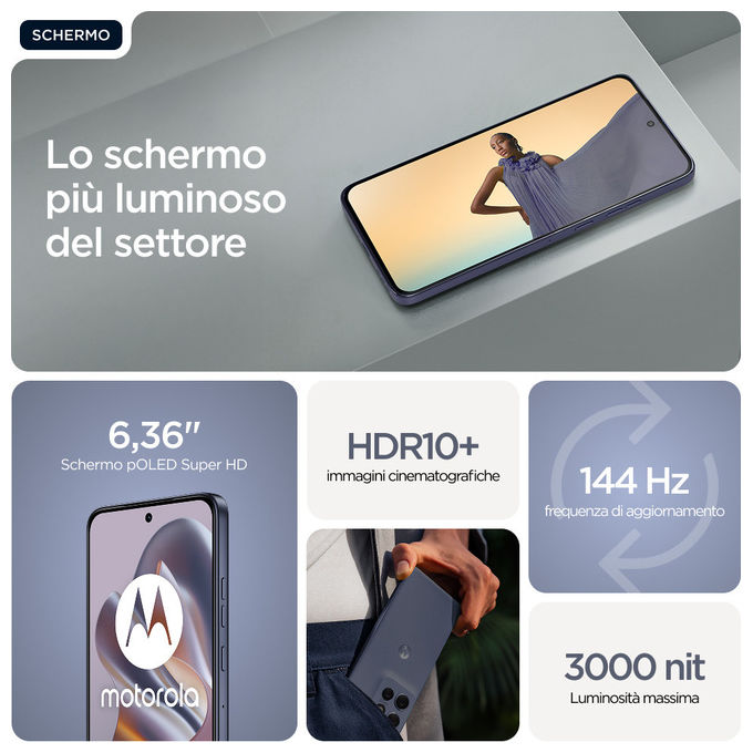 Motorola PBA80034IT edge 60 Neo Smartphone 5G 6.36'' P-OLED 8 GB 256 GB Tripla cam 50 MP Batteria 5000 mAh colore Grisaille