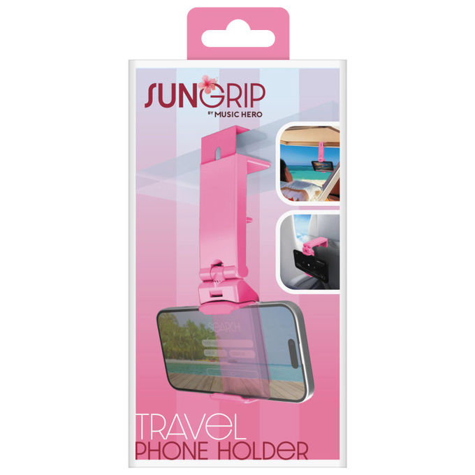SBS MHSUPPBEACHP Supporto Smartphone da Viaggio Pieghevole Clip 360° compatibile fino a 90 mm colore Rosa