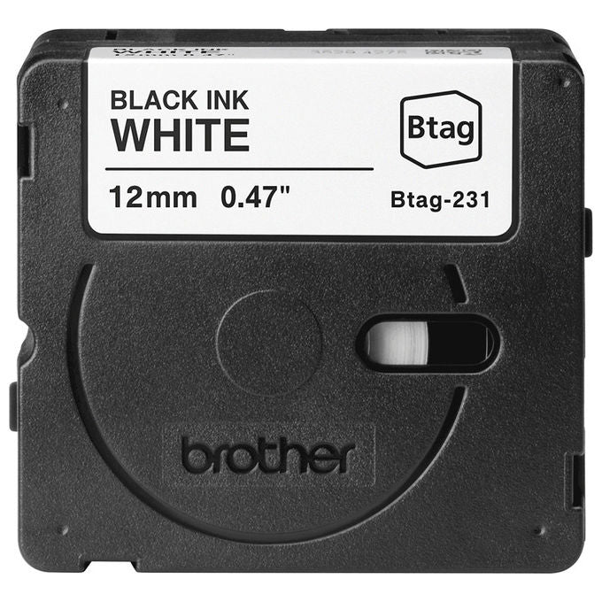 Brother BTAG-231 Nastro per Etichettatrice 12mm x 4m compatibile P-Touch N10 N20 N25BT colore Nero su Bianco