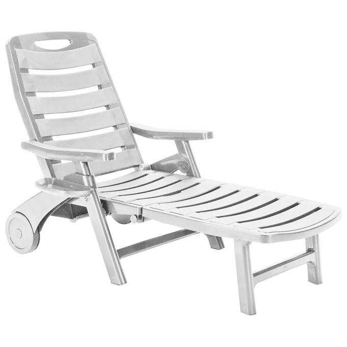 Grand Soleil S6800B Premiere Lettino Prendisole Pieghevole Polipropilene 5 Posizioni Ruote 200x73 cm colore Bianco