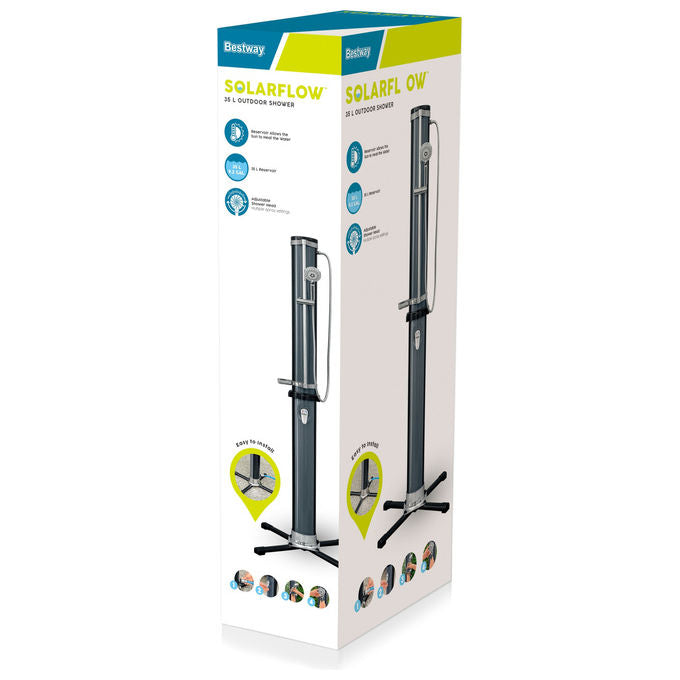 Bestway 58696 SolarFlow Doccia Solare da Esterno 35 L con Miscelatore Soffione Regolabile e Portaoggetti colore Nero