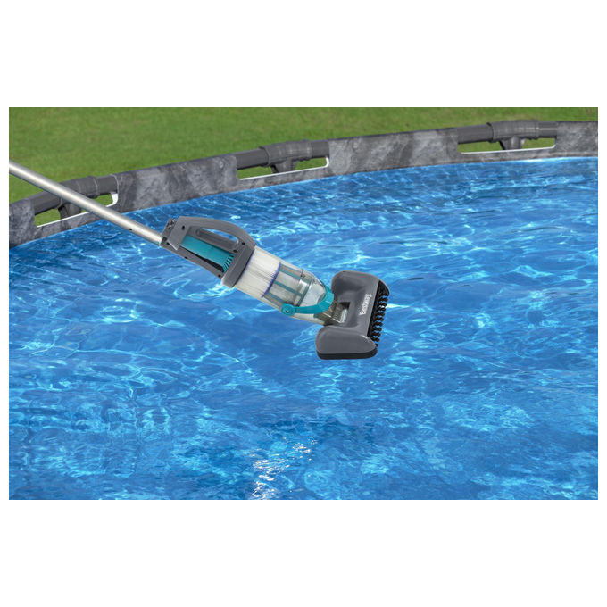 Bestway 58946 AquaGrip Aspiratore per Piscina a Batteria 2 in 1 90 min autonomia LED colore Grigio