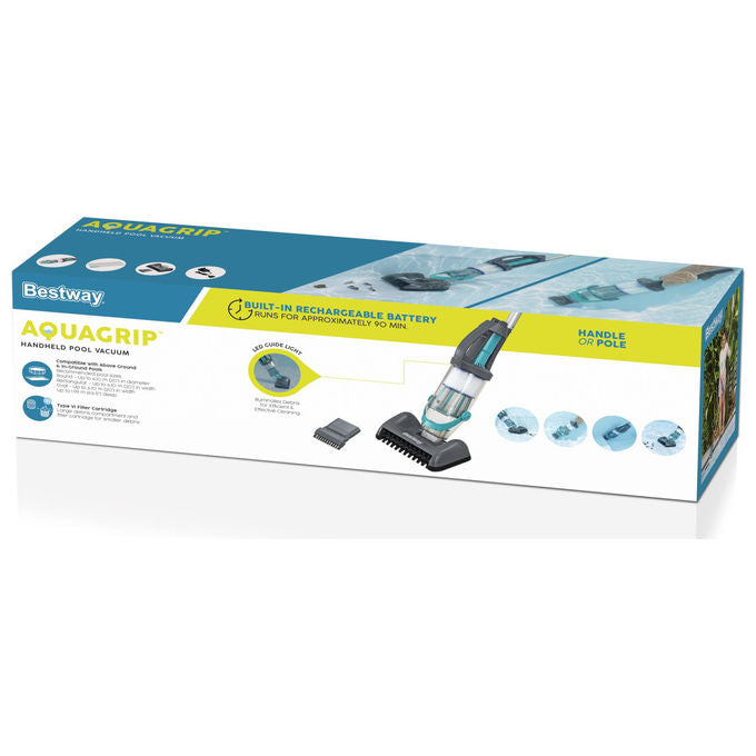 Bestway 58946 AquaGrip Aspiratore per Piscina a Batteria 2 in 1 90 min autonomia LED colore Grigio