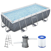 Bestway 56721 Steel Pro MAX Piscina fuori terra rettangolare 404x201x100 cm 6478 L liner TriTech con pompa filtro e scaletta colore Grigio