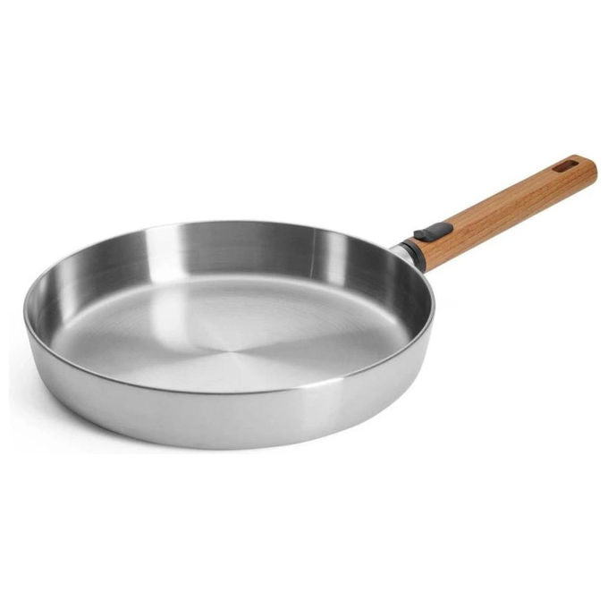 Woll 1528LCS Logic Steel Padella piatta 28 cm 5 strati acciaio inox manico rimovibile induzione colore Acciaio