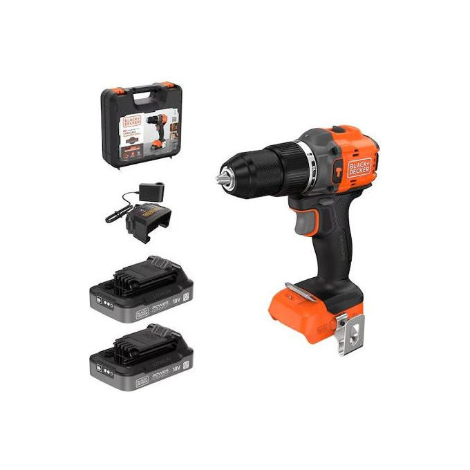 Black and Decker BLD783E2K POWERCONNECT Trapano Percussione Brushless 18V 55 Nm 2 Batterie 2.5 Ah Valigetta