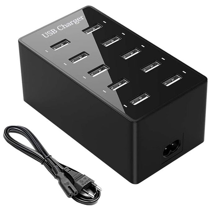 Majestic CHARGEO 10 Stazione di Ricarica USB 10 Porte USB A 5V 2A per Porta 100W Ventola Raffreddamento colore Nero