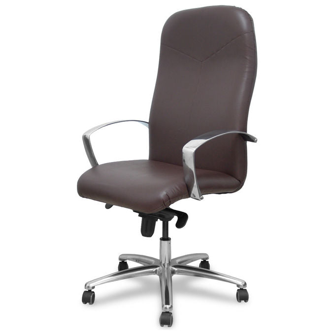 Piqueras Y Crespo 115DBSP463 Caudete Poltrona ufficio ergonomica ecopelle schienale alto braccioli fissi ruote 360° colore Marrone
