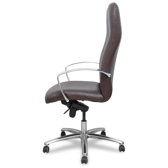 Piqueras Y Crespo 115DBSP463 Caudete Poltrona ufficio ergonomica ecopelle schienale alto braccioli fissi ruote 360° colore Marrone