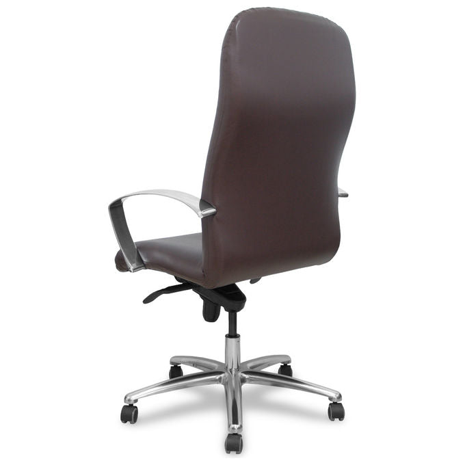 Piqueras Y Crespo 115DBSP463 Caudete Poltrona ufficio ergonomica ecopelle schienale alto braccioli fissi ruote 360° colore Marrone