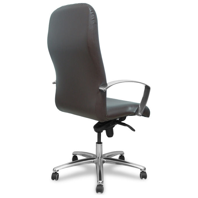 Piqueras Y Crespo 115DBSP463 Caudete Poltrona ufficio ergonomica ecopelle schienale alto braccioli fissi ruote 360° colore Marrone