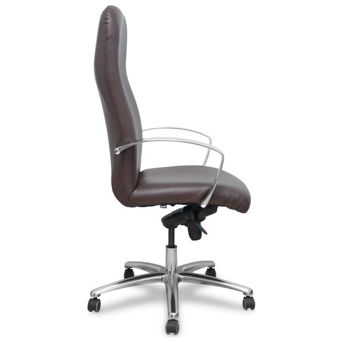 Piqueras Y Crespo 115DBSP463 Caudete Poltrona ufficio ergonomica ecopelle schienale alto braccioli fissi ruote 360° colore Marrone