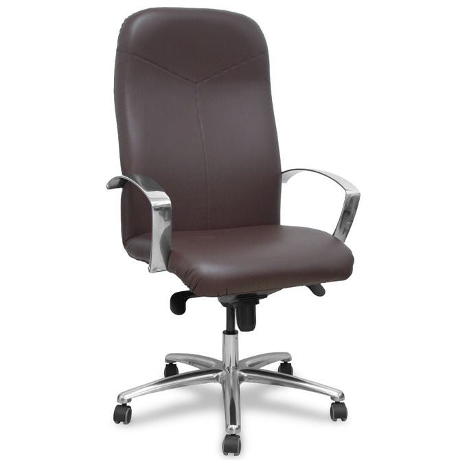Piqueras Y Crespo 115DBSP463 Caudete Poltrona ufficio ergonomica ecopelle schienale alto braccioli fissi ruote 360° colore Marrone