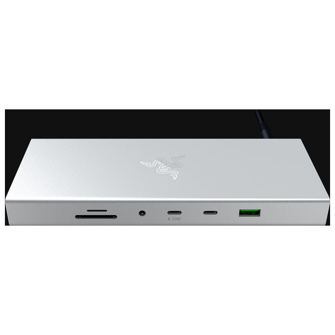 Razer RC21-02280200-R3EK USB4 Docking Station 14 porte USB-C 4K 120Hz Gigabit Ethernet 100W colore Argento