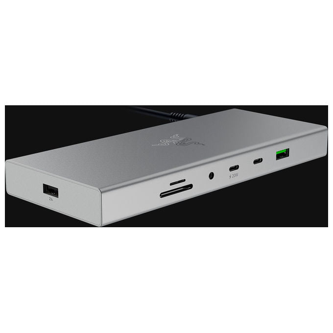 Razer RC21-02280200-R3EK USB4 Docking Station 14 porte USB-C 4K 120Hz Gigabit Ethernet 100W colore Argento