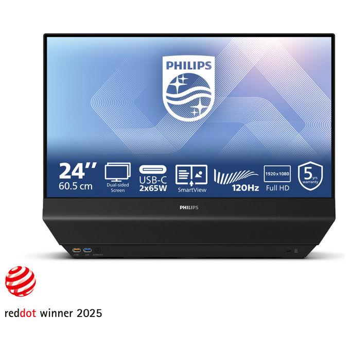 Philips 24B2D5300-00 Monitor Dual Side 23.8'' IPS FHD 1920x1080 120Hz USB-C HDMI Altoparlanti colore Nero