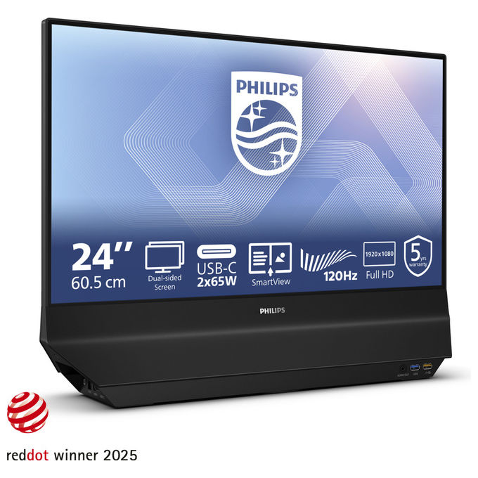 Philips 24B2D5300-00 Monitor Dual Side 23.8'' IPS FHD 1920x1080 120Hz USB-C HDMI Altoparlanti colore Nero