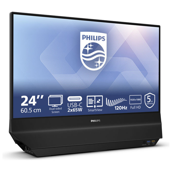 Philips 24B2D5300-00 Monitor Dual Side 23.8'' IPS FHD 1920x1080 120Hz USB-C HDMI Altoparlanti colore Nero