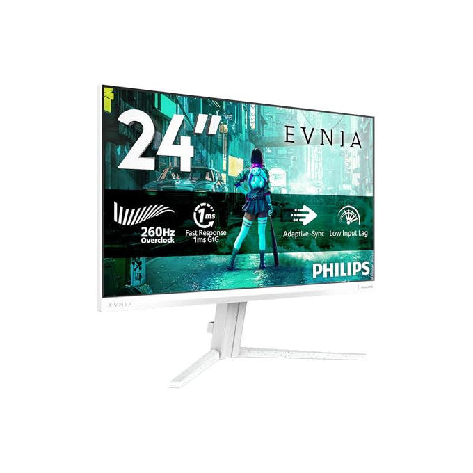 Philips 24M2N3201PL Evnia 3000 Monitor Gaming 23,8'' Fast IPS Full HD 1920x1080 260Hz 1ms Adaptive Sync G-Sync Compatible HDR10 colore Bianco