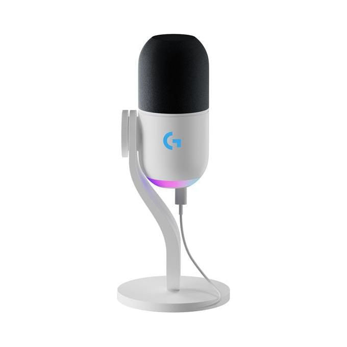 Trust 26082 GXT238W Auron Microfono USB Streaming Cardioide RGB Tap-to-Mute Supporto Regolabile colore Bianco